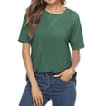 thumbnail image 3 of SHIBEVER Women T-Shirts Summer Short Sleeve Casual Crewneck Trendy Tunics Solid Green Tshirt Shirts, Womens Fashion Tops Size M, 3 of 7