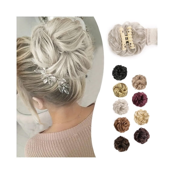 Claw Clip Messy Bun Hair Piece Wavy Curly Synthetic Scrunchie Ponytail Hair Extensions
