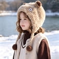 thumbnail image 2 of 2-8 Years Kids Winter Knit Cat Ear Beanie with Stripes, Cute Warm Hat for Boys Girls, 2 of 8
