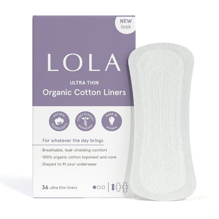 LOLA Ultra Thin Liners, 100% Organic Cotton, Light Absorbency, 36 Count ...