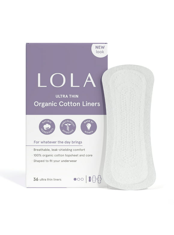 LOLA Ultra Thin Liners, 100% Organic Cotton, Light Absorbency, 36 Count
