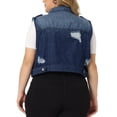 thumbnail image 3 of Chaleco de mezclilla sin mangas para mujer Agnes Orinda, talla 3X, azul oscuro, con bolsillos en el pecho, 3 of 6
