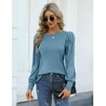 thumbnail image 5 of Zeagoo Womens Elegant Knitted Shirts Lightweight Round Neck Blouse Tops Long Puff Sleeve Pullover Sweater, 5 of 9