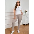 thumbnail image 3 of SHOWMALL Women Plus Yoga Pants High Waist Tummy Control Leggings Light Taupe 4X Workout Running Yoga Leggings for Women, 3 of 10