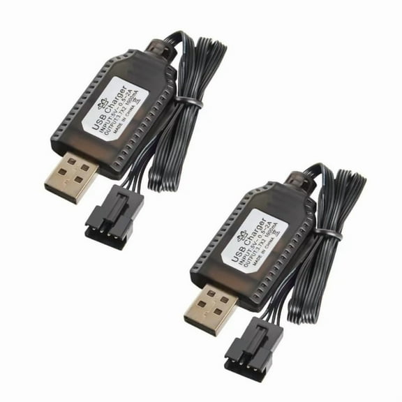 2Pack 7.4V USB Charging Cable SM 4P Connector for LiPo Battery RC Models and Toys