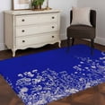 thumbnail image 4 of Flower Floral Plant Area&nbsp;Rug 4x6ft Blue Background Non-Slip&nbsp;Washable Square&nbsp;Rugs Soft Felt Indoor Floor Mat for Bedroom Kitchen Living Room Bathroom, 4 of 9