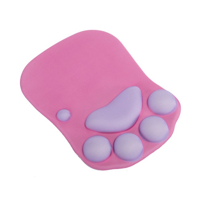Alfombrilla de ratón con garra de gato adorable en 7 colores, alfombrilla de ratón ultrasuave de silicona con soporte para reposamuñecas, Juegos de teclado y mouse para computadora Rosa roja