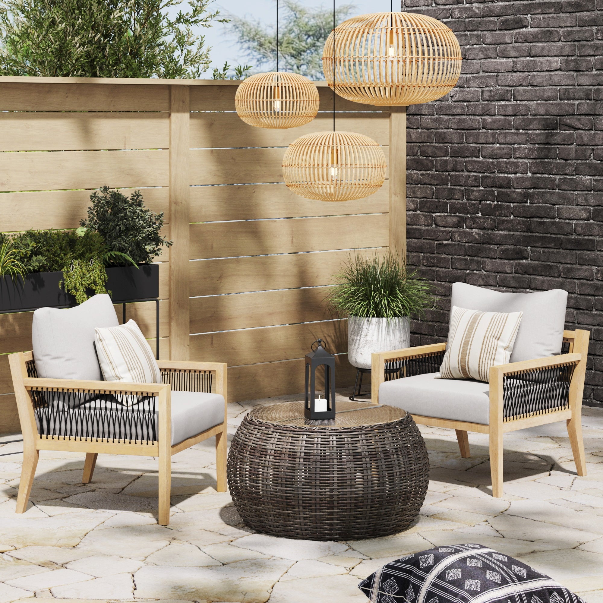 Nathan James Freya Bohemian Wooden Armchair, Outdoor Patio Chair