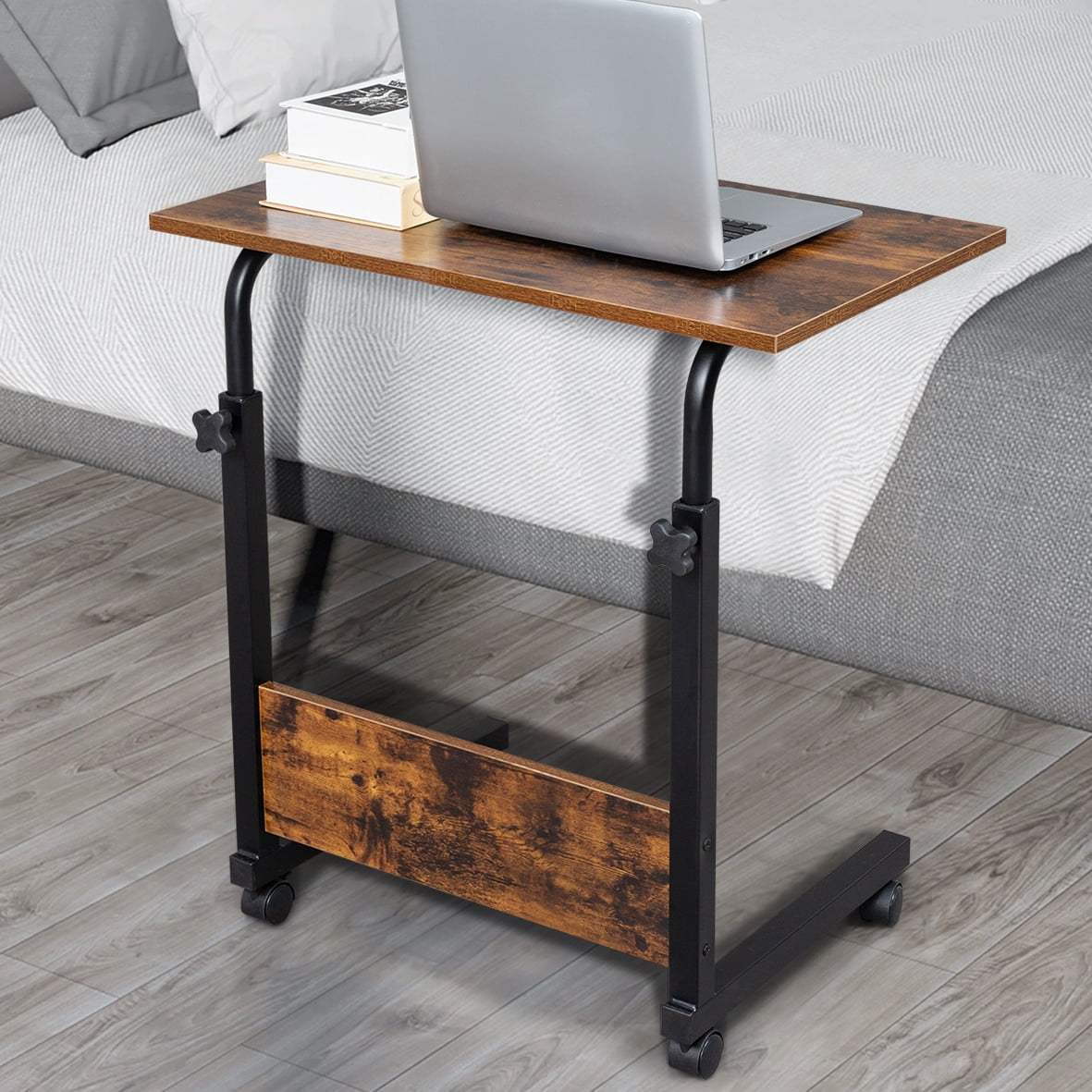 Ktaxon Laptop Table Adjustable Height Standing Computer Desk Portable Stand Up Work Station Cart Tray Side Table for Sofa and Bed, Retro