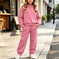 thumbnail image 2 of Girls Outfits Set Winter Hooded Long Sleeve Tops Pants Set Fall Clothing Outfits Pink 120, 2 of 10