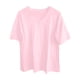 thumbnail image 4 of Camiseta informal de mujer con cuello en V, manga corta y corte holgado - Algodón suave, prenda básica versátil, 4 of 4
