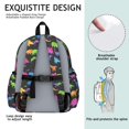 thumbnail image 5 of Black Colorful Dinosaurs Pattern Cute School Backpack with Padded Back and Adjustable Shoulder Straps 13.4"x11"x4.7", 5 of 5