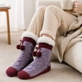 thumbnail image 5 of Voska Winter Warm Thick Fleece Lined Non Slip Floor Socks Adult Cozy Home Slipper Socks with Grippers Indoor Anti Skid Socks for Men Women Purple One Size, 5 of 5