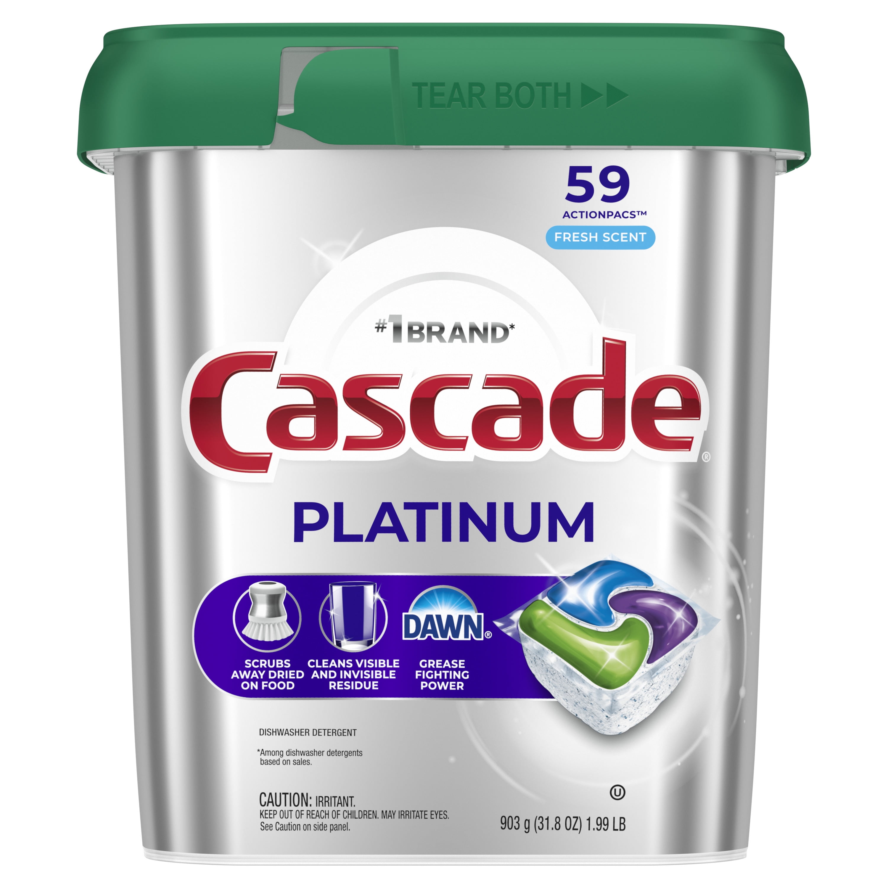 (2 pack) Cascade Platinum Dishwasher Pods, Dishwasher Detergent Soap Tabs, Fresh, 59 Count