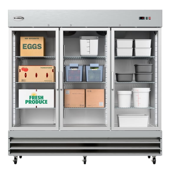 81 in. Three Glass Door Commercial Reach-In Refrigerator - 72 Cu Ft. RIR-3D-GD