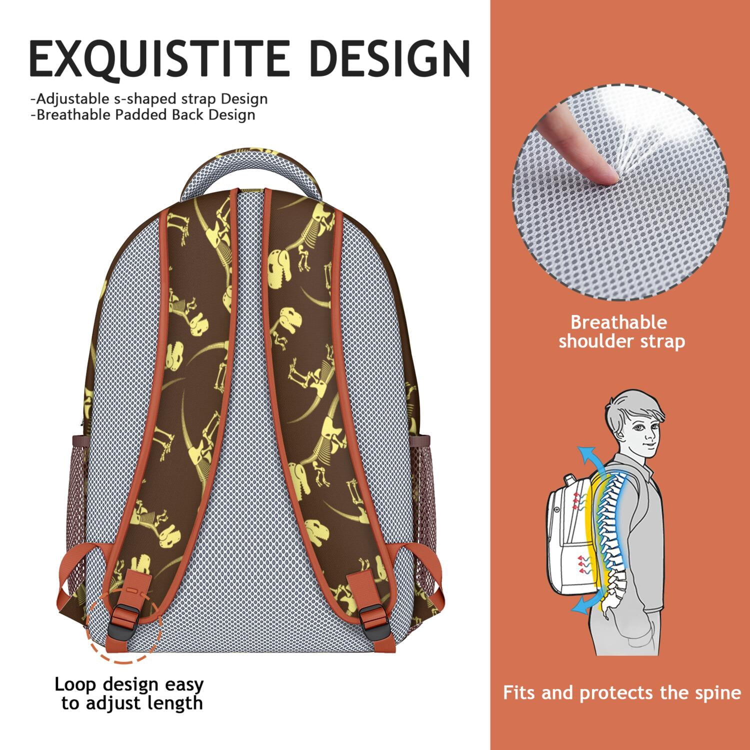 Colorful Dinosaur Lover Backpack - Breathable & Lightweight Student Bag with Hand-Drawn Dino Illustration