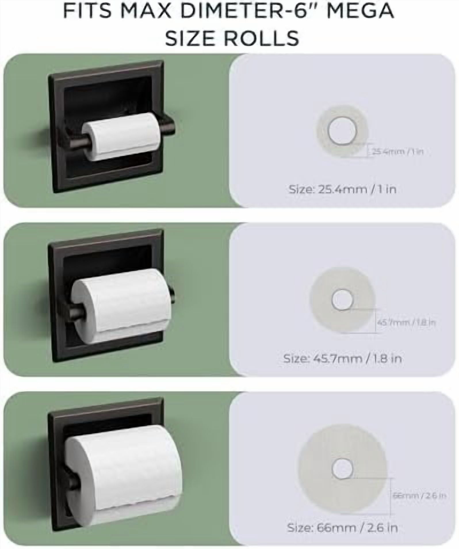 Recessed Toilet Paper Holder, Stainless Steel Durable Tissue Roll Holder Wall Mount for Bathroom Space Saving Design with Mounting Bracket, in Wall Toilet Paper Dispenser, Oil Rubbed Bronze