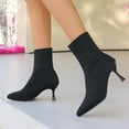 thumbnail image 5 of Mepaouo Women's Pointed Toe Ankle Boots Stiletto Kitten Heel Knit Suede Winter Sock Booties(Black,5.5), 5 of 8