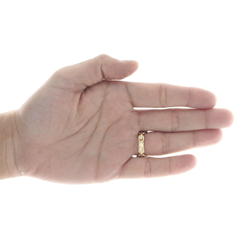 10K Yellow Gold Puff Gucci Link Diamond Pinky Ring 14mm