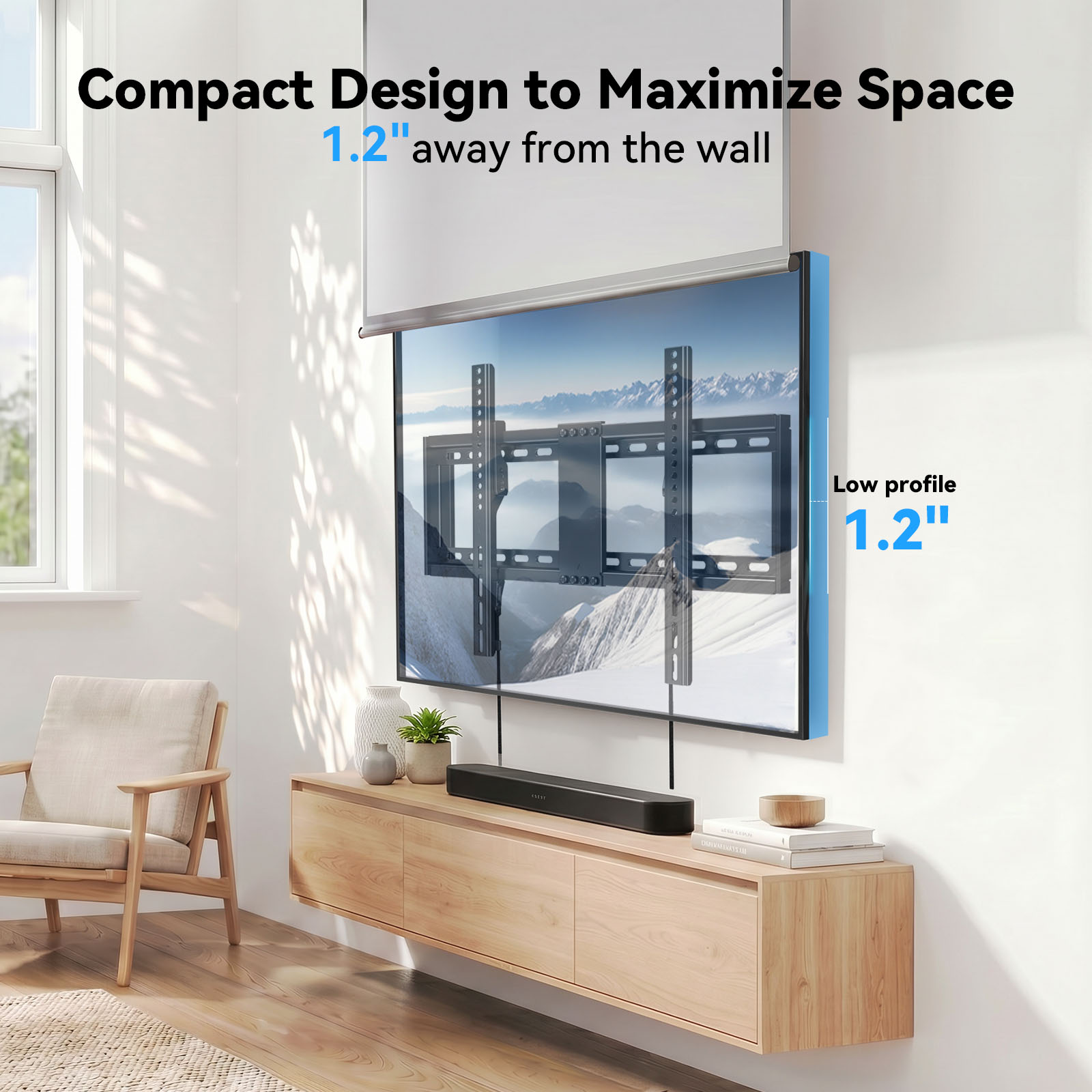 MountFTV Tilting TV Wall Mount for 37-95 inch TVs, 1.2" Low Profile photo 3