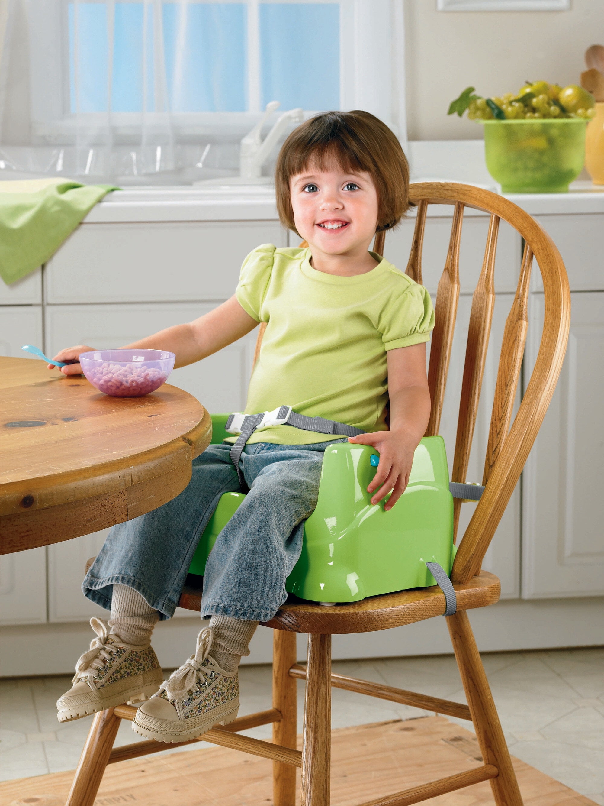 Fisher-Price Portable Toddler Booster Seat for Dining Table, Healthy Care, Green