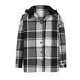 thumbnail image 4 of HAPIMO Shacket Jackets for Women Womens Lapel Bust Pocket Outwear Casual Comfy Plaid Print Button Down Jacket Girls Fall Fashion Tops Long Sleeve Gray M, 4 of 5