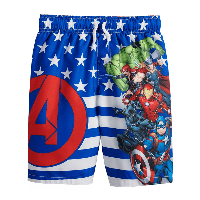 Marvel Avengers Little Boys Swim Trunks Sizes 4 7 Walmart
