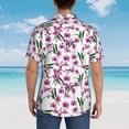 thumbnail image 4 of Pofeuu Orchids Flowers Print Hawaiian Shirt for Men Sleeves Casual Button Down Summer Beach Dress Shirts T-Shirts,Small, 4 of 7