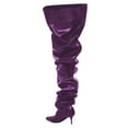 thumbnail image 3 of FSJ Women Comfortable Thigh High Boots Wrinkled Over the Knee Pull On Long Boot Pointed Closed Toe Stiletto High Heel Fashion Party Dress Shoes Size 13 Purple, 3 of 4