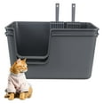 thumbnail image 4 of 2-Pack Plastic Open Litter Box, High Sides Cat Litter Pan with , Grey, 4 of 7