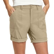 Eddie Bauer Women Stretch Rolled Hem Adjustable Length Bermuda Short, Black, 10