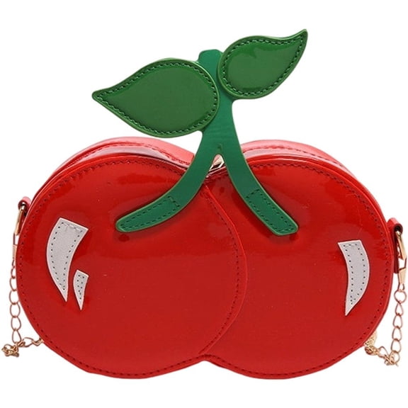 Hzzsbu Cherry-Shaped Shoulder Bag With Chain Women Casual Sling Bag Versatile Handbag Travel Shopping Commute Bag for Girls