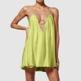 thumbnail image 2 of Women's Sexy V Neck Backless Spaghetti Strap Silk Dress With Rhinestones A Line Casual Party Summer Dress, 2 of 2