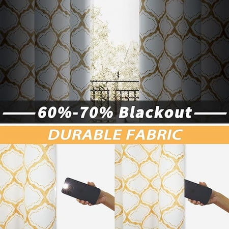 Driftaway Geo Trellis Room Darkening Grommet Unlined Window Curtains, Set Of Two Panels, Each 52ÂX84Â (Gray)