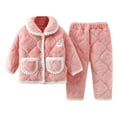 thumbnail image 2 of Placlothes Girls' Pink Quilted Fleece Outfit Set - 2-Piece 100% Polyester Warm Shirts with Button-Front Top & Elastic-Waist Pants for Kids 2-14 Years,Size 5 T, 2 of 3