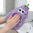 thumbnail image 4 of Unique Bargains Chenille Hanging Hand Towel with Cute Fruit Pattern Purple 11" x 7", 4 of 5
