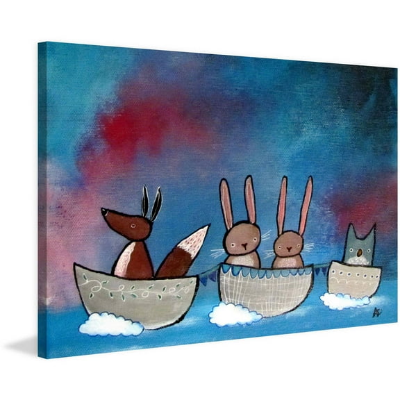 "Friends in Boats" Painting Print on Wrapped Canvas