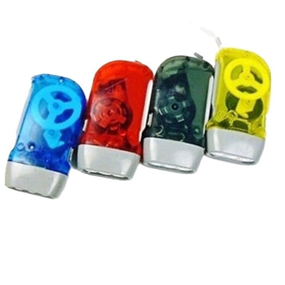 4-Pack Hand Crank Flashlight – Portable Wind Up Flashlight with Wrist Strap for Emergency Preparedness, Camping and Outdoor Activities (Yellow, red, green, blue)