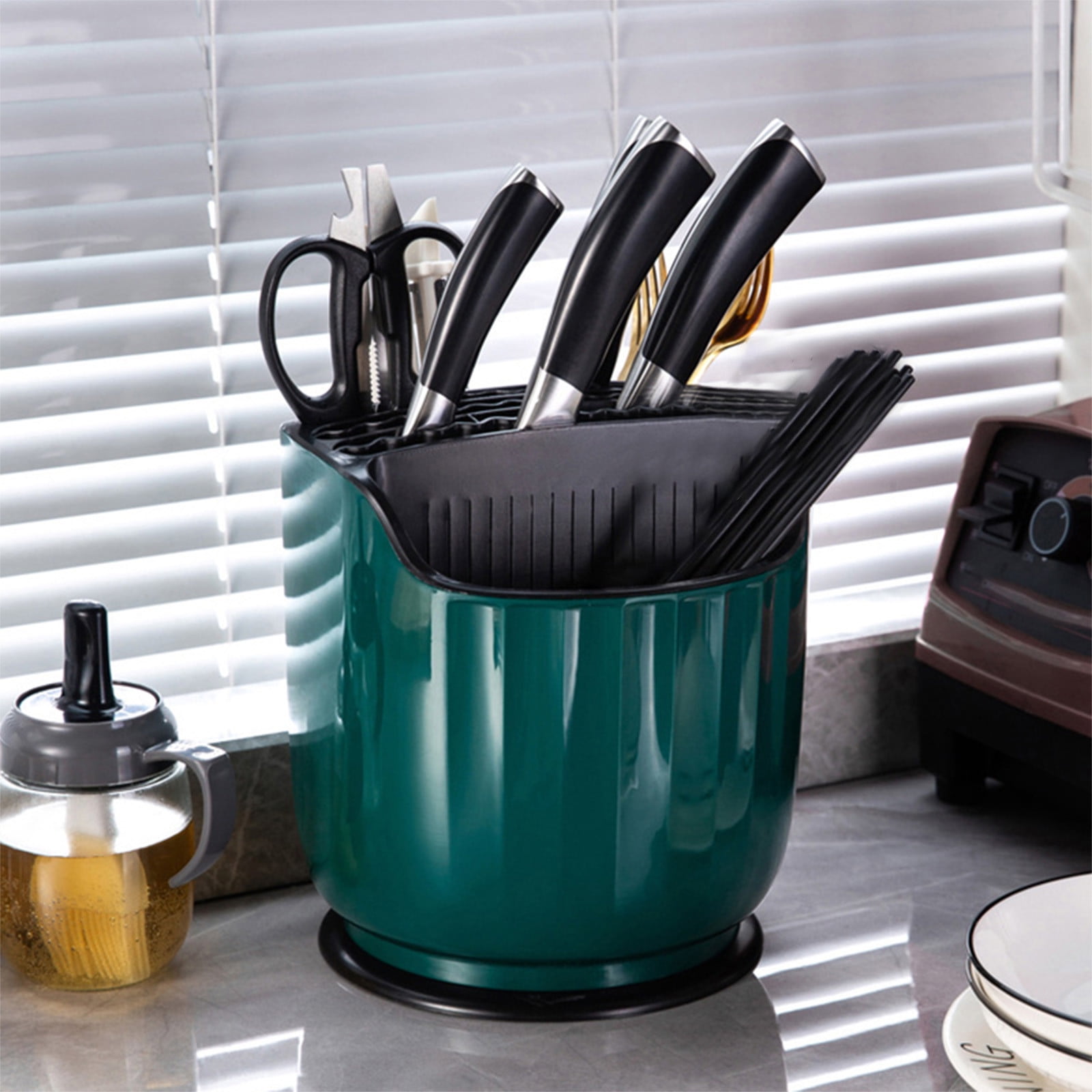 FHBVT 360°Rotating Knife Rack, Multifunctional Kitchen Knife Storage Organizer, Space-Saving Countertop Knife Holder, Ideal for Storing Knives Kitchen Utensils Cutlery Kitchen Organization Home Use