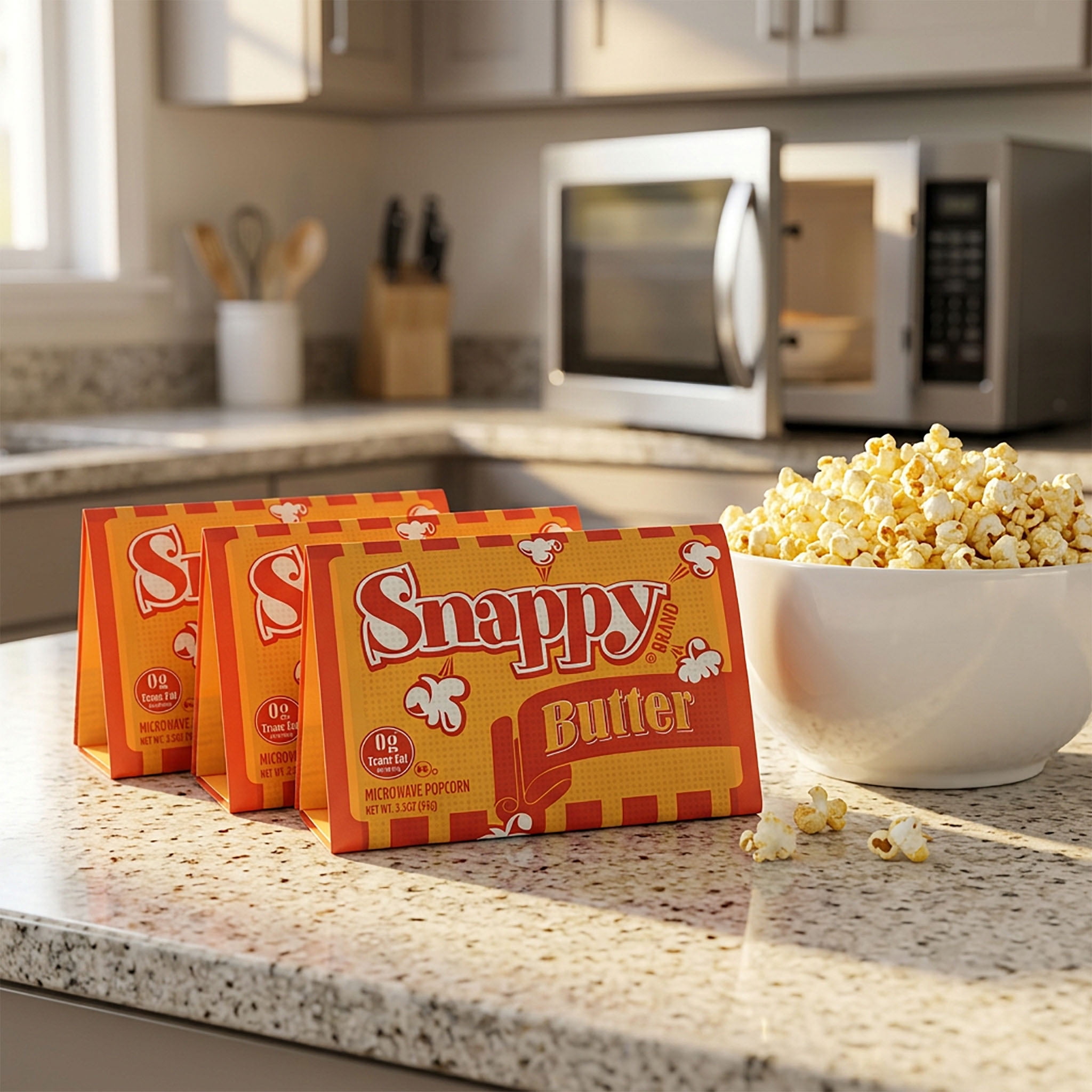 Snappy Butter Microwave Popcorn, 3.5 oz Bags, 48 Count, Non-GMO, Whole Grain