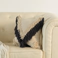 thumbnail image 5 of 16" Handwoven Cotton Throw Pillow Cover with Embossed and Fringed Crossed line, Charcoal, 5 of 8