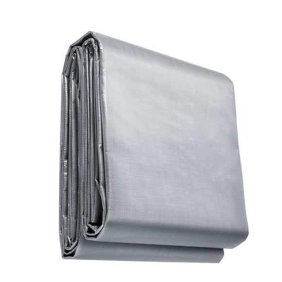 KFFKFF Tarpaulin, 20x30 ft, Waterproof and Durable, 10 Mil Plastic Poly Cover, Multi-Functional, Resistant to UV and Temperature, Reinforced Grommets, Outdoor Use, Silver/Brown