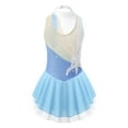 thumbnail image 2 of HULIJA Kids Girls Roller Figure Ice Skating Dress Sequins Floral Sleeveless Leotard Dress Ballet Light Blue 8, 2 of 7