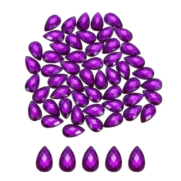 Uxcell 100Pcs Flat Back Acrylic Teardrop Gems 6x10mm Artificial Rhinestones Purple