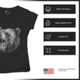 thumbnail image 6 of Roaring Grizzly Bear Women's V-Neck T-shirt Wild Animal Fierce Black and White Nature Wildlife Forest Predator Beast Tee, 6 of 7