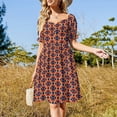 thumbnail image 4 of Vestido de manga corta con flores hippies retro naranja y azul, vestidos elegantes para mujer, vestido de verano para mujer ., 4 of 7