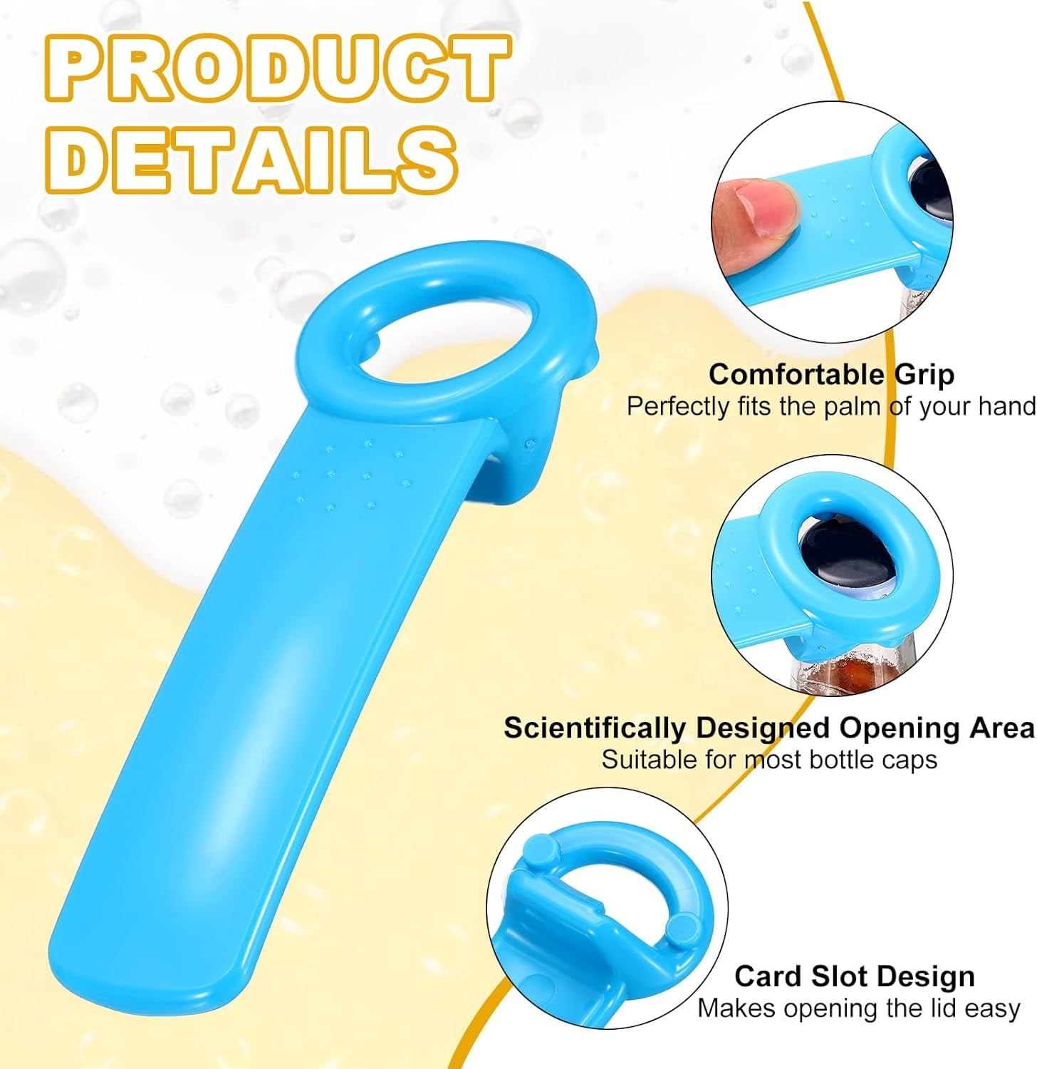 FRKSMD-3 Pcs Jar Key Lid Opener, Plastic Jar Lid Opener Easy Grip Multifunctional Durable Can Open Tool for Elderly Seniors Women Weak Hands Easy-use by Anyone, Sky Blue
