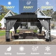 thumbnail image 6 of Gotland 2024 New 12' x 20' Hardtop Gazebo, Outdoor Iron Metal Double Roof Pergola with Curtains and Netting for Patio, Garden, Lawn, Grey, 6 of 7