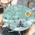 thumbnail image 4 of Round Fitted Tablecloths with Elastic Edge Winter Christmas Trees Oil-Proof Waterproof Wipeable Table Cover for Kitchen Dining Party Decor Snowflakes on Green Background Table Clothes,55" - 60", 4 of 9