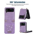 thumbnail image 3 of ELEHOLD Luxury Wallet Case for Samsung Galaxy Z Flip 4 Bling Diamond Sparkle Card Slot Holder Ultra Slim Thin Leather Flip Purse Case with Detachable Shoulder Strap,Purple, 3 of 7